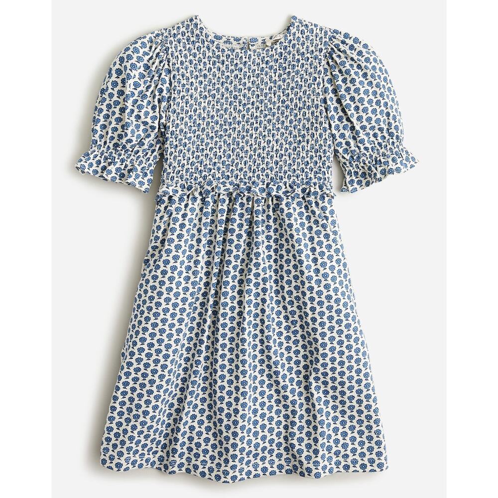 J. Crew Crewcuts Girls Cloudwatcher Blue Ditsy Floral Smocked Ruffle Dress 8
